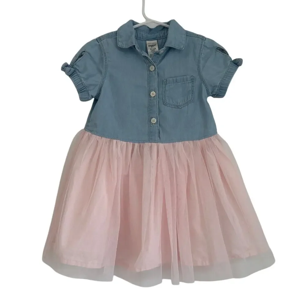 OshKosh B'gosh Denim & Pink Tulle Dress, Toddler Girl Size 2T